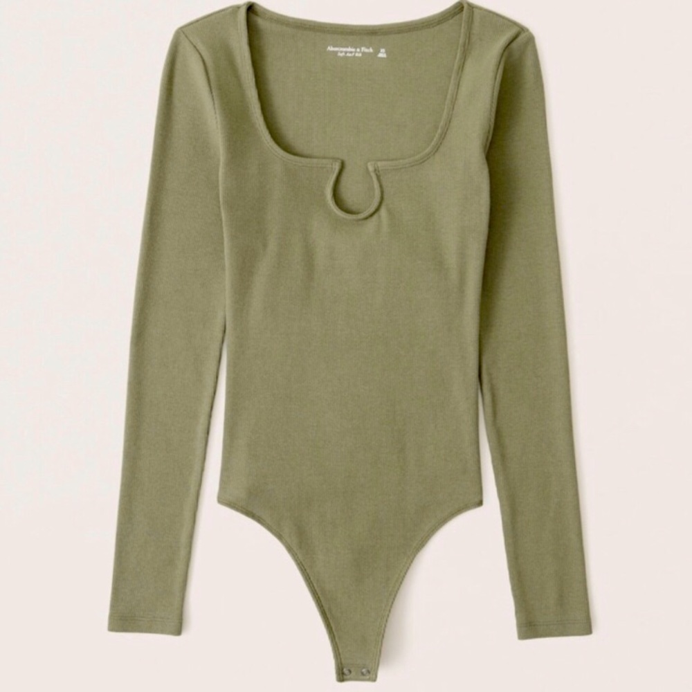 Abercrombie notch-neck olive bodysuit NWOT